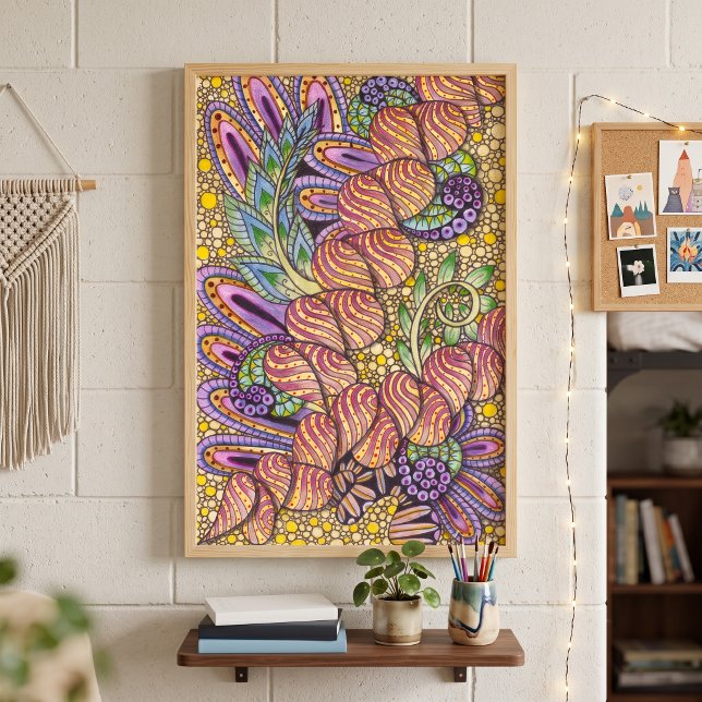 Lebendige Intricate psychedelische Boho-Zen-Doodle Poster (Von Creator hochgeladen)