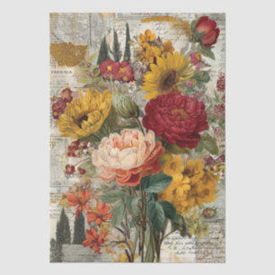 Lebendige italienisch inspirierte Blumen-Collage Seidenpapier