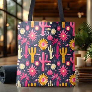 Lebendige Kaktus- und Sonnen-Wellness-Tasche