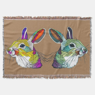 Lebendige Kaninchen Triptychon Decke