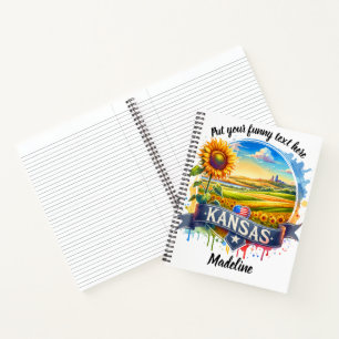 Lebendige Kansas-Landschaft mit Sonnenblumen bei S Notizbuch