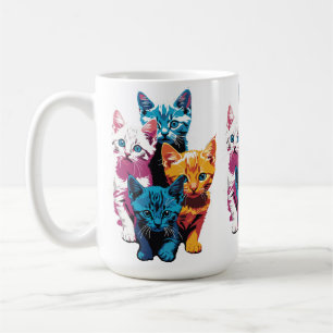 Lebendige Kätzchen im Pop-Art-Stil Kaffeetasse