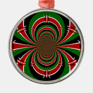 Lebendige Kenia-Vision: Gespiegelte kenianische Fl Silbernes Ornament