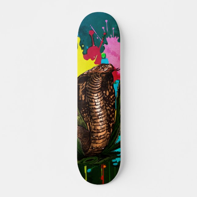 Lebendige King Cobra Drip Art Illustration Skateboard (Vorne)