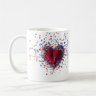 Lebendige Konfetti-Herz-Explosion Herzschlag Klass Kaffeetasse