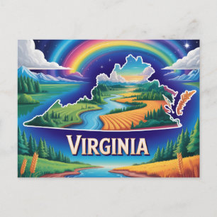 Lebendige konzeptionelle Kartenkunst Virginia Postkarte