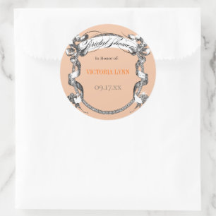 Lebendige Koralle Vintage Hochzeit Brautparty Sieg Runder Aufkleber