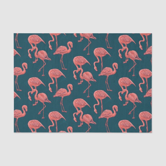 Lebendige Korallen-Flamingo-Muster Seidenpapier (Vorderseite)