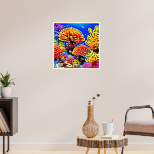 Lebendige Korallenriff-Meer-Wunder-Kunst Poster