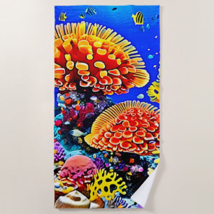 Lebendige Korallenriff-Meer-Wunder-Kunst Strandtuch