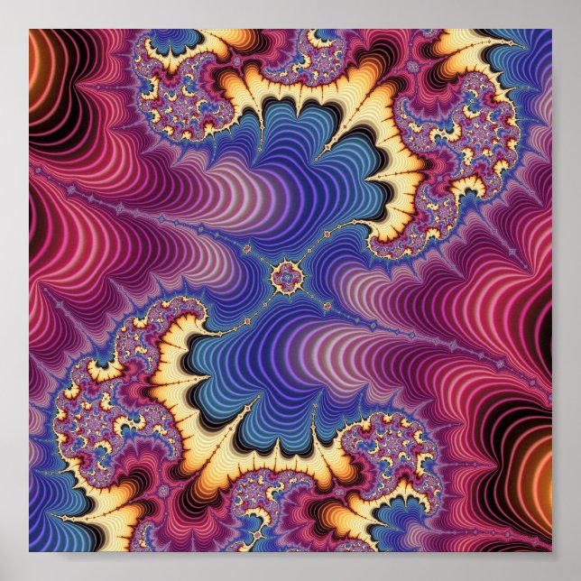 Lebendige Kosmische Fraktalwelle Abstrakte Kunst Poster (Vorne)