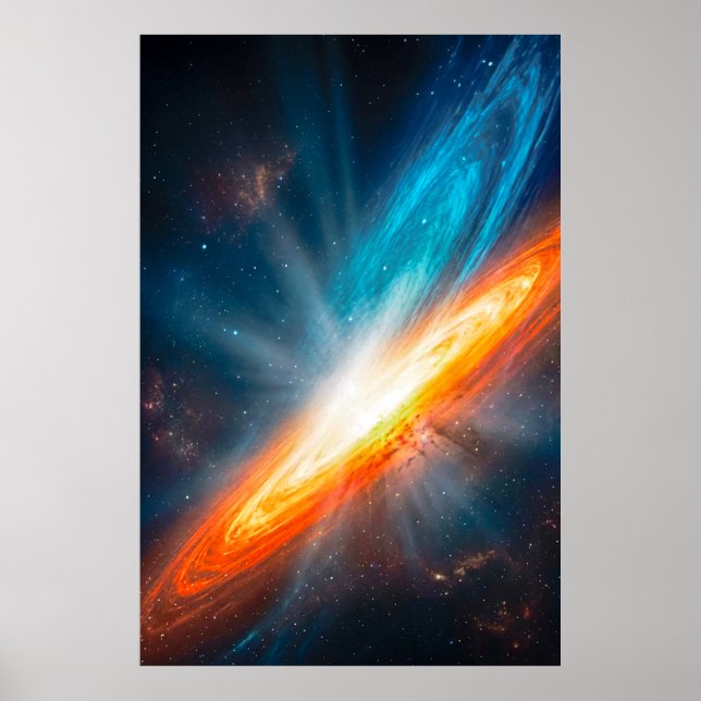 Lebendige Kosmische Galaxie Sci-Fi Orange Blau Poster (Vorne)