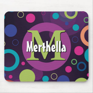 Lebendige Kreise Rings Retro Personalisiert LILA Mousepad