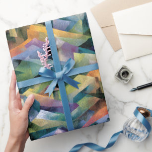 Lebendige kubistische Hügel Geometrische Facette Geschenkpapier