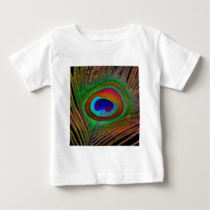 Lebendige Kupfer-Pfauenfeder Baby T-shirt