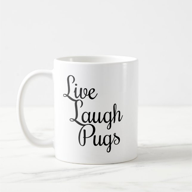 Lebendige Lachende Mops Kaffeetasse (Links)