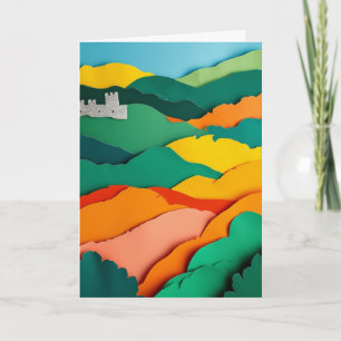 Lebendige Landschaft aus ausgeschnittenem Papier Karte