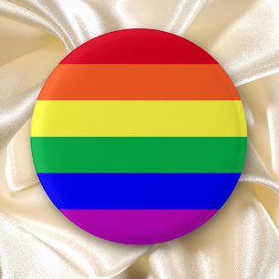 Lebendige, leuchtende Regenbogenstreifen in Farbe  Button