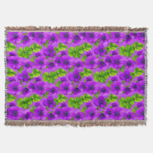 Lebendige lila Anemonenblüten Decke