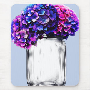 Lebendige Lila Blau Rosa Hortensien Blumen Mousepad