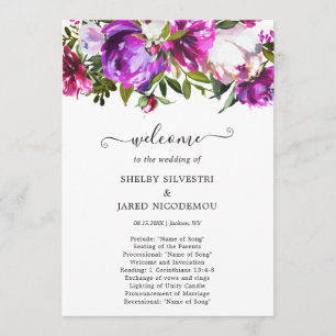 Lebendige lila Blumen Hochzeit Eleganz Programm