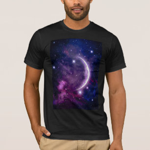 Lebendige Lila-Galaxie-Halbmond Himmelskörper T-Shirt
