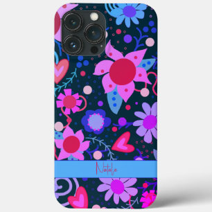 Lebendige Lila Schwarz Moderne Blüte individuell a Case-Mate iPhone Hülle