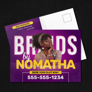 Lebendige Lila Zöpfe & Perücken Haar-Flecht-Salon Postkarte