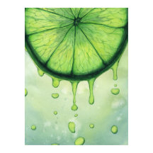 Lebendige Limettengrün-Scheibe Aquarell-Kunst