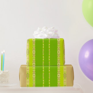 Lebendige Limettengrün- und Goldafrikanische Strei Geschenkpapier