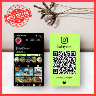 Lebendige Limettengrüne Realtor Instagram QR  Visitenkarte
