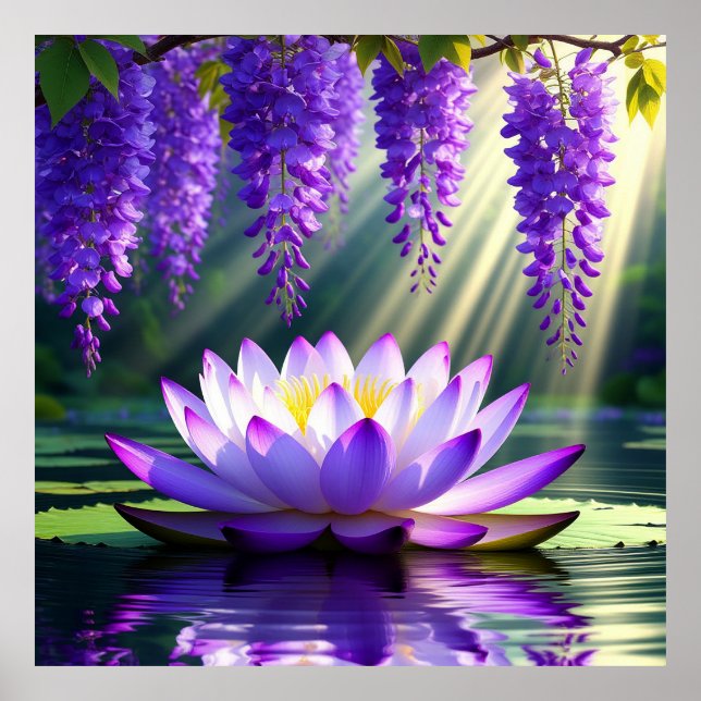 Lebendige Lotus Blossom auf Wasser Poster (Vorne)