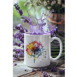 Lebendige Löwenzahn-Wasserfarbe Kaffeetasse