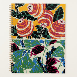 Lebendige Magenta- und Orange-Abstrakt-Blumenkunst Planer