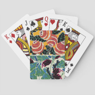 Lebendige Magenta- und Orange-Abstrakt-Blumenkunst Spielkarten