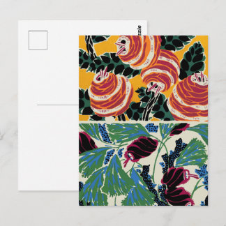 Lebendige Magenta- und Orange-Abstrakte Blumenkuns Postkarte