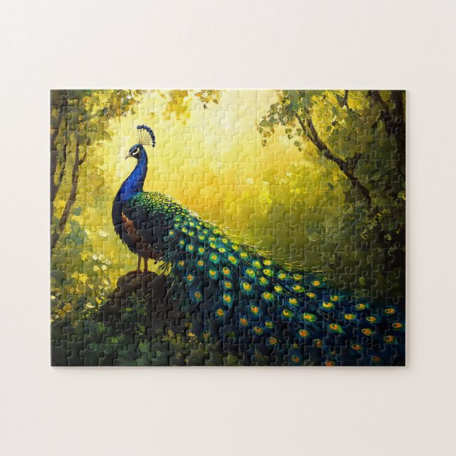 Lebendige Malerei eines Pfaus Puzzle (Horizontal)
