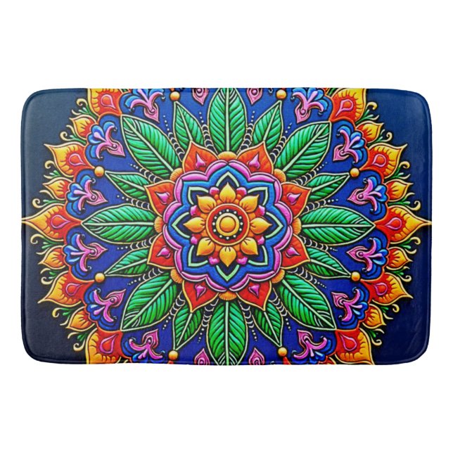 Lebendige Mandala-Kunst Badematte (Vorderseite)