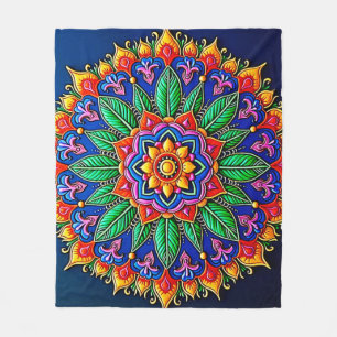 Lebendige Mandala-Kunst Fleecedecke