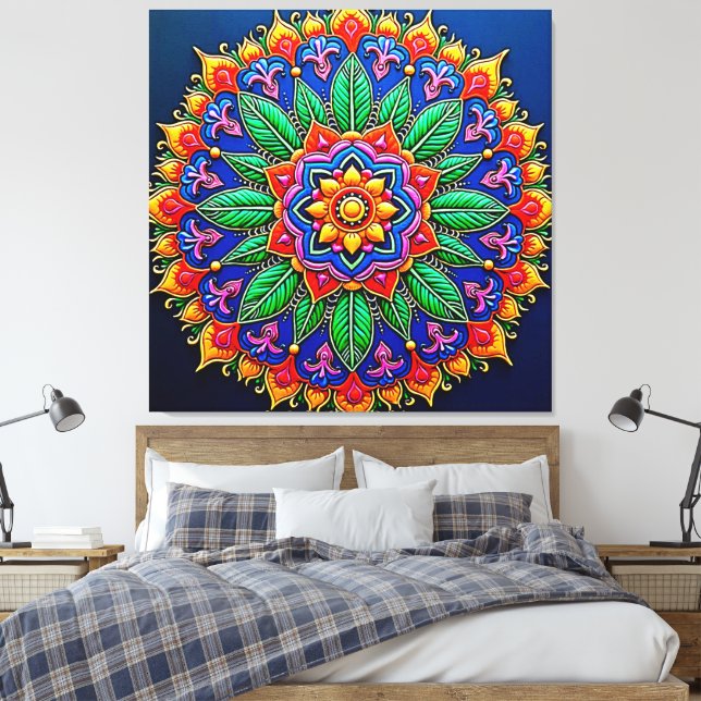 Lebendige Mandala-Kunst Leinwanddruck (Insitu (Schlafzimmer))