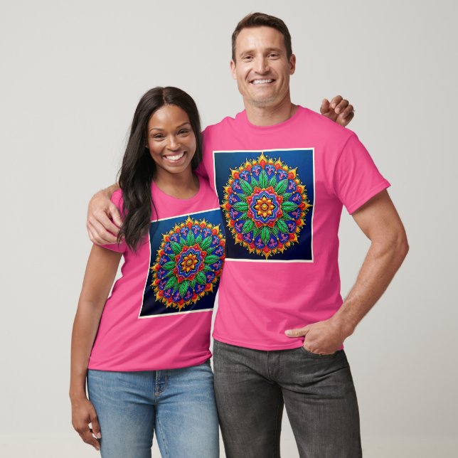 Lebendige Mandala-Kunst T-Shirt (Unisex)
