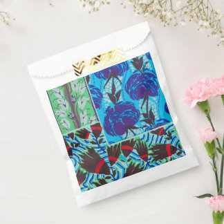Lebendige Maximalistische Blaue und Grüne Florale Geschenktütchen