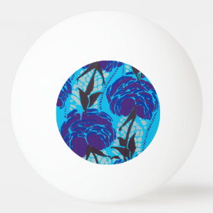 Lebendige Maximalistische Blaue und Grüne Florale  Tischtennisball
