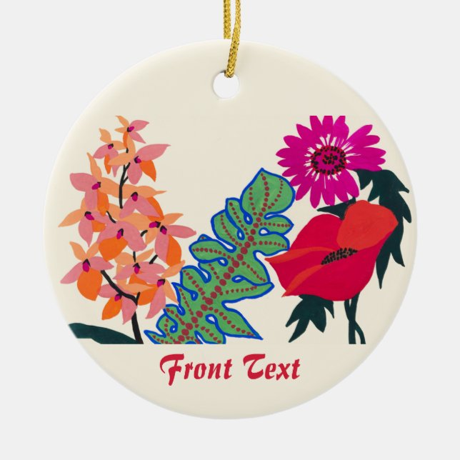 Lebendige Maximalistische Boho-Blumengarten-Kunst Keramik Ornament (Vorne)