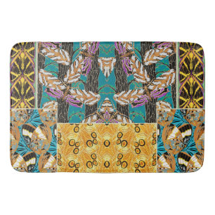 Lebendige maximalistische Teal- und violette Schme Badematte