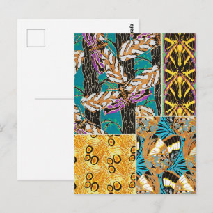 Lebendige maximalistische Teal- und violette Schme Postkarte