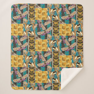Lebendige maximalistische Teal- und violette Schme Sherpadecke