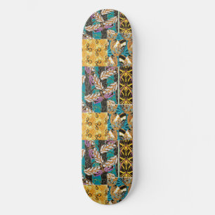 Lebendige maximalistische Teal- und violette Schme Skateboard