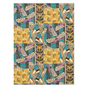 Lebendige maximalistische Teal- und violette Schme Tischdecke