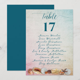 Lebendige Meeres-Hochzeitstisch-Nummer-Gästeliste Einladung